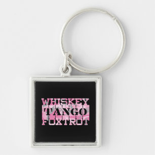 Military Whiskey Tango Foxtrot Pink Camo Keychain