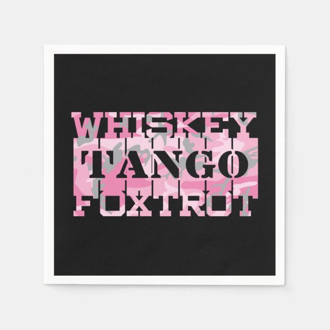 Military Whiskey Tango Foxtrot Pink Camo Napkins (Front)