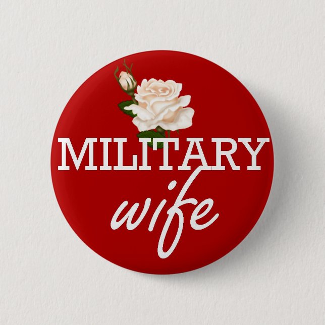 Military wife-white rose button (Front)