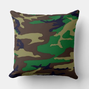 Military Woodland Camo Pillow by ForEverProud at Zazzle