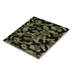 Military Woodland Camouflage  Ceramic Tile