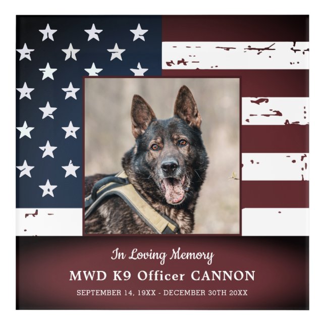 Military Working Dog Memorial In Loving Memory Acrylic Print (Front)