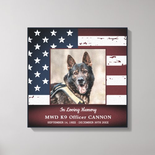 Military Working Dog Memorial In Loving Memory Canvas Print