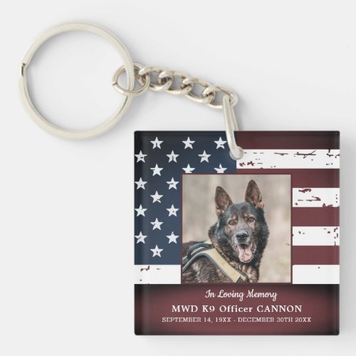 Military Working Dog Memorial In Loving Memory Keychain