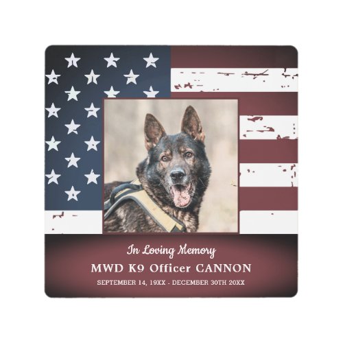 Military Working Dog Memorial In Loving Memory Metal Print