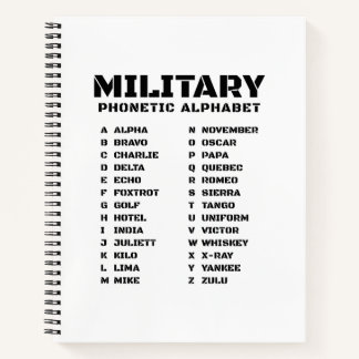MilitaryPhonetic Alphabet Alpha-Zulu Notebook