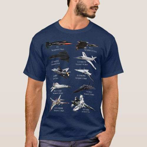 Militarys Fastest Jet Fighters Aircraft Plane of  T_Shirt