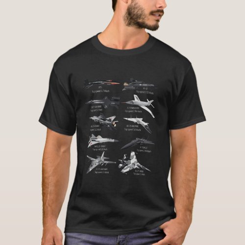 MilitaryS Fastest Jet Fighters Aircraft Plane Of  T_Shirt