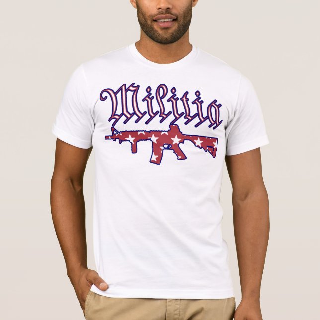 Militia Declaration Tee, Patriotic America Shirt (Front)