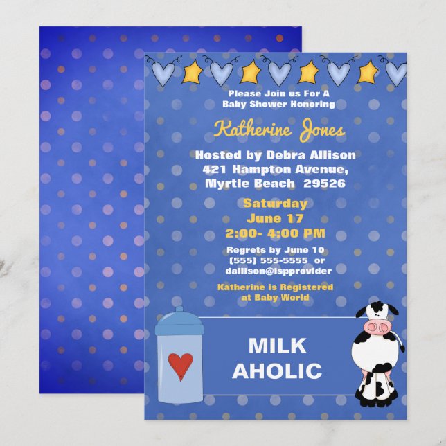 Milk Aholic Baby Shower Invitation (Front/Back)
