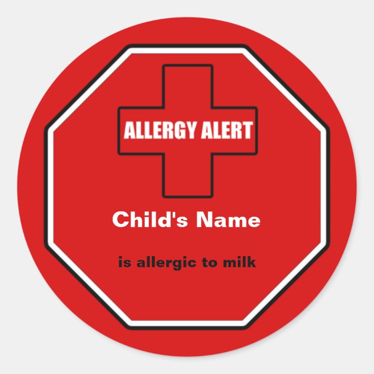Milk Allergy Medical Alert Custom Std Sticker Zazzle