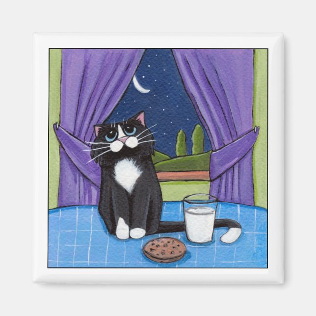 Milk and a Cookie - Cat Magnet (Front)