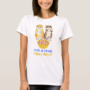 Milk and Cereal Happy Dance with Kittens T-Shirt