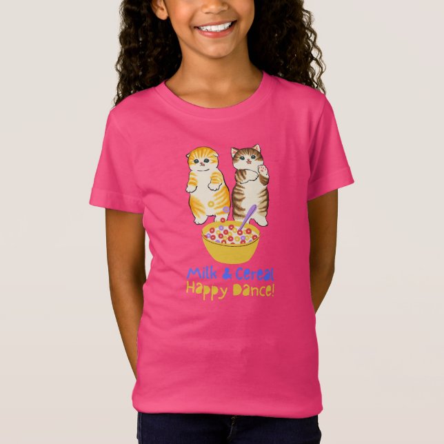 Milk and Cereal Happy Dance with Kittens T-Shirt (Front)