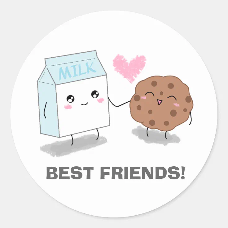 Milk and Cookie Best Friends Stickers | Zazzle