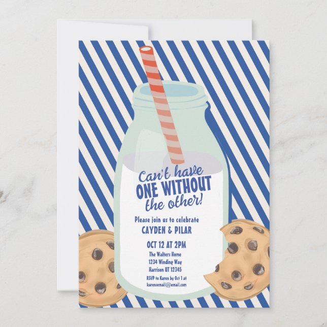 Milk and Cookie Combined Birthday Invitation (Front)