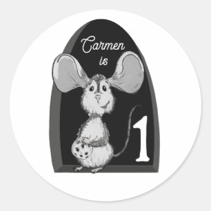 Milk and Cookie Mouse First Birthday Classic Round Sticker