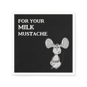 Milk and Cookie Mustache Mouse First Birthday Napkins