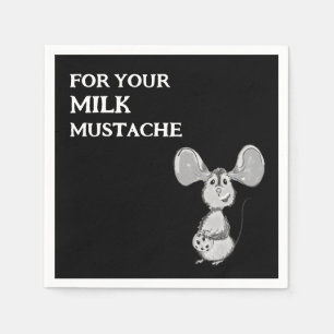 Milk and Cookie Mustache Mouse First Birthday Napkins