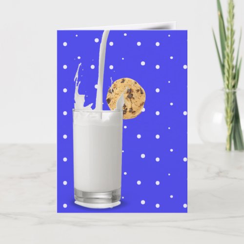 milk and cookie on polka dots card