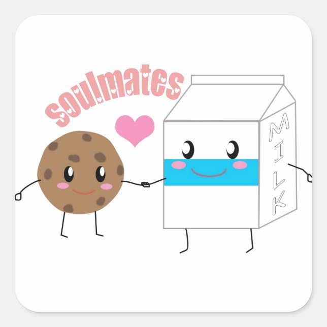 Milk and Cookie Square Sticker (Sheet of 20) (Front)