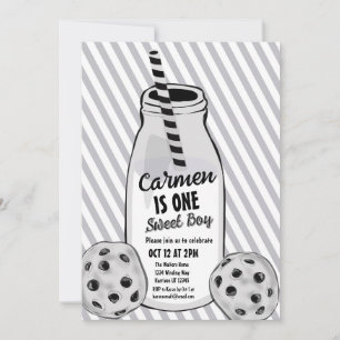 Milk and Cookie Sweet Boy First Birthday Invitation