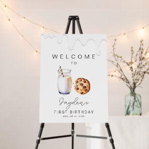 Milk And Cookies Any Age Birthday Welcome Foam Board