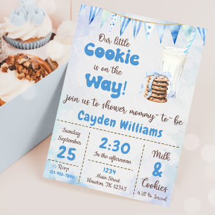 Milk And Cookies Baby Boy Shower Party Invitation
