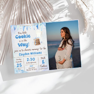 Milk And Cookies Baby Boy Shower Party Photo Invitation