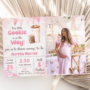 Milk And Cookies Baby Girl Shower Party Photo Invitation