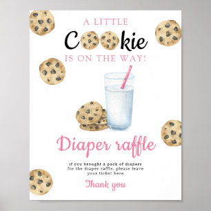 Milk and cookies baby shower Diaper Raffle game Poster