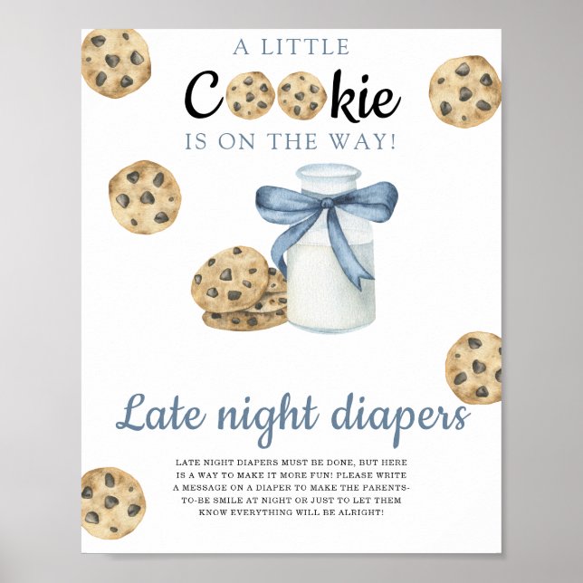 milk and cookies baby shower Late night diapers Poster (Front)