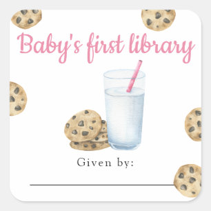 Milk and Cookies Baby's first library  Square Sticker