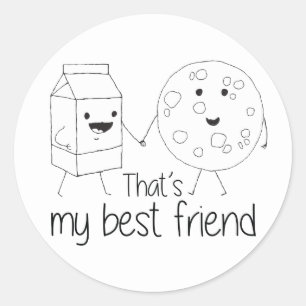 Milk and Cookies Best Friends BFF Friendship Art Classic Round Sticker