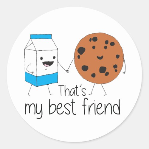 Milk and Cookies Best Friends BFF Friendship Art Classic Round Sticker