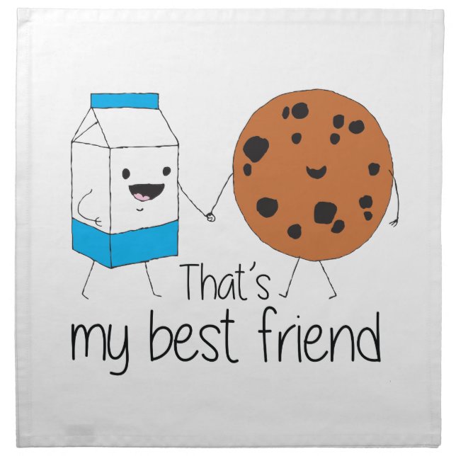 Milk and Cookies Best Friends BFF Friendship Art Cloth Napkin (Front)