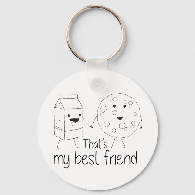 Milk and Cookies Best Friends BFF Friendship Art Keychain (Front)