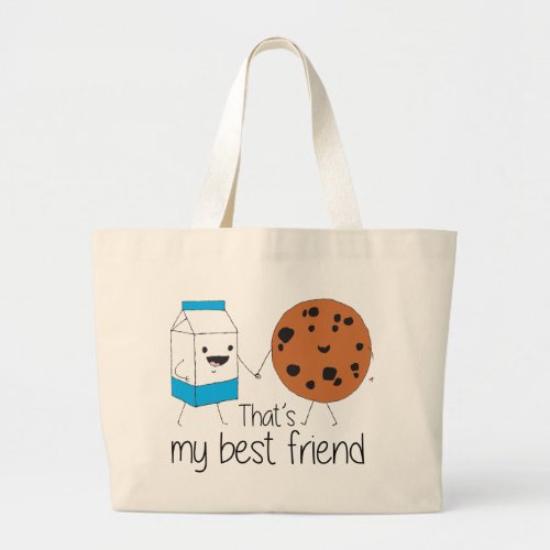 Milk and Cookies Best Friends BFF Friendship Art Large Tote Bag