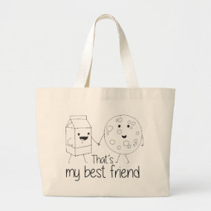Milk and Cookies Best Friends BFF Friendship Art Large Tote Bag