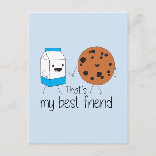 Milk and Cookies Best Friends BFF Friendship Art Postcard