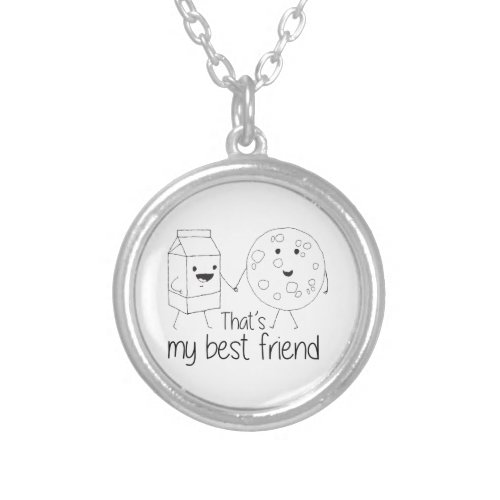 Milk and Cookies Best Friends BFF Friendship Art Silver Plated Necklace