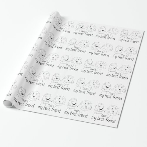 Milk and Cookies Best Friends BFF Friendship Art Wrapping Paper