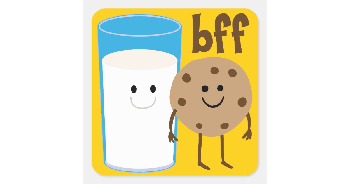 Milk And Cookies BFF Square Sticker | Zazzle