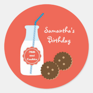 Milk and Cookies Birthday Favor Sticker