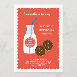 Milk and Cookies Birthday Invitation