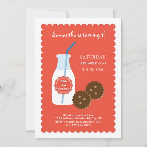 Milk and Cookies Birthday Invitation