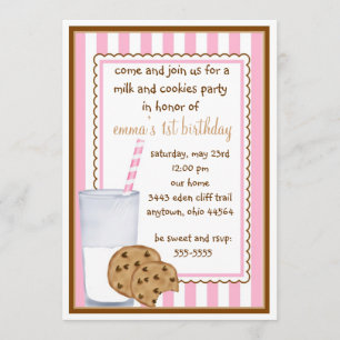 Milk and Cookies Birthday Invitation