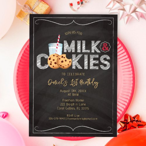 Milk and Cookies Birthday Invitation