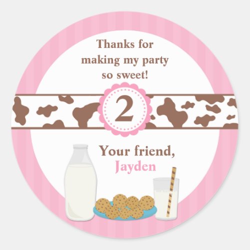 Milk and Cookies Birthday Party Classic Round Sticker