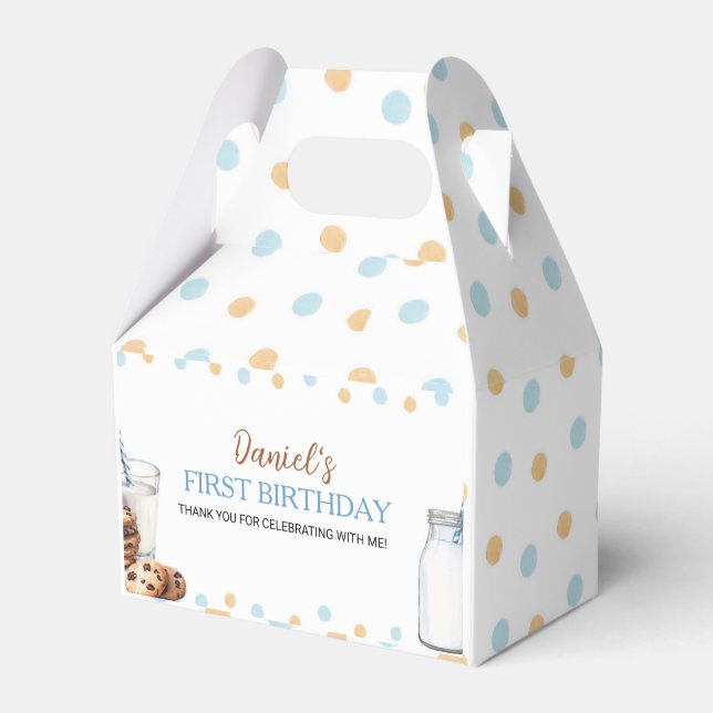 Milk And Cookies Birthday Party Favor Box (Front Side)